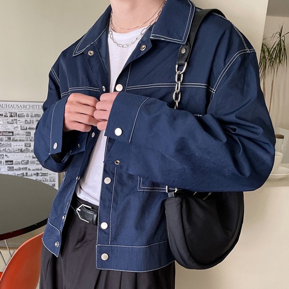 Korean Contrast Stitch Jacket, Fits Men’s Medium